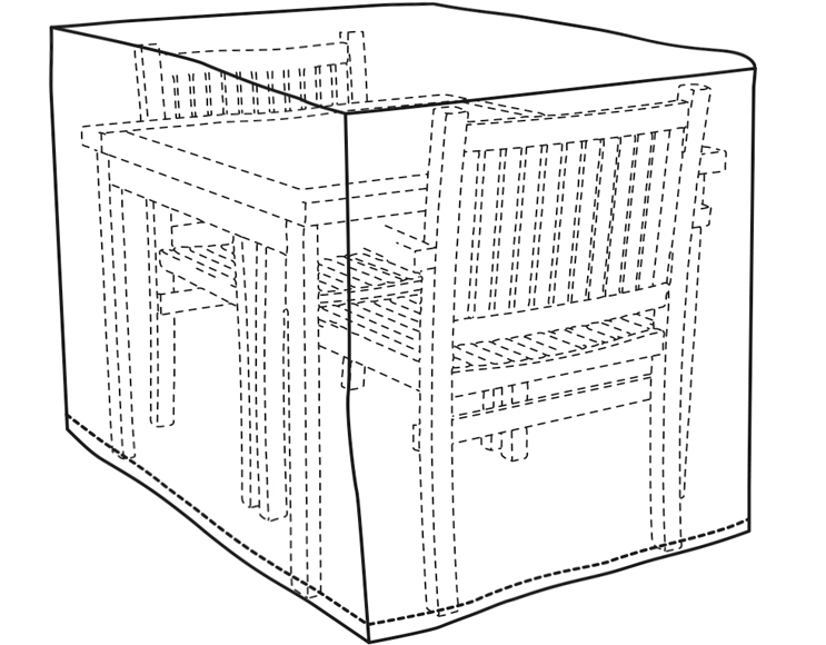 Möbelbox, Gartentisch und Stühle